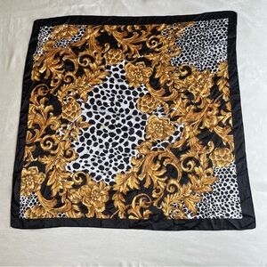 New York & Company Black and Yellow Floral Scarf